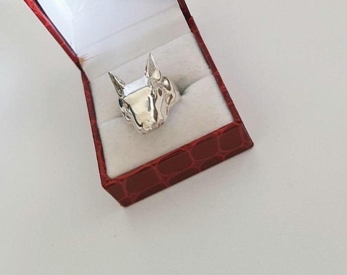 Handmade Sterling Silver Bull Terrier Ring: anatomically accurate