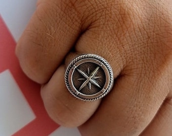 Ultimate Compass Signet Ring - Uniquely Designed Sterling Silver