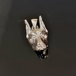 Handmade Deluxe Doberman Pendant -- Sterling Silver Statement Piece for Dog Lovers - Handcrafted 925 Silver Pendant for Animal Enthusiasts