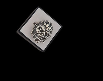 Eddie Mayan Warrior Skull Ring -solid -Unique design-Rock  Heavy metal sterling silver