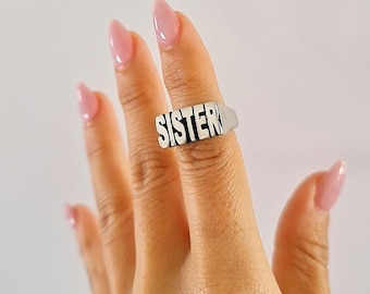 Sterling Silver Sister Ring: Friendship Jewelry BFFS ring meaningful message about sisterhood