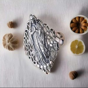Bague Santa Muerte unique faite main en argent 925 - Une bague Santa Muerte magnifiquement conçue - Bague sainte mort avec un beau motif