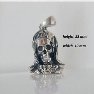 La Santa Muerte Handmade 925 Silver Skull Pendant -12 grams~ Warrior  ~ Protector of Souls solid & Sturdy  joyería gótica  Guardian of Souls