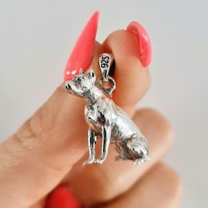 Handmade Pitbull Love Sterling Silver figurine Pendant - Pitbull Gift for Lovers of the Breed -  Unique Piece  Pitbull Owner! Solid & Sturdy