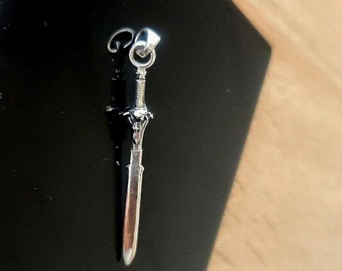 Handmade Sterling Silver Anduin Lothar Sword Pendant - Warcraft Jewelry
