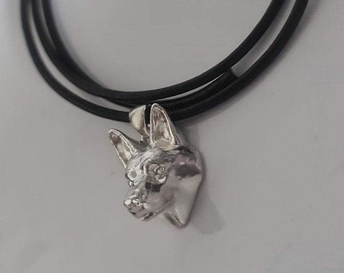 Handmade Sterling Silver German Shepherd Pendant: Detailed Dog Sculpture