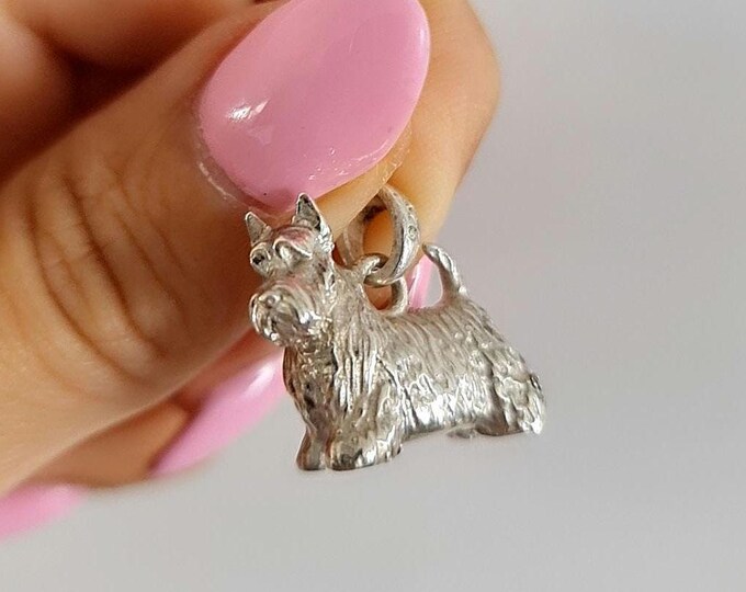 Scottish Terrier  figurine pendant- Sculpture-Realistic Scottie Model - 925 sterling silver Solid & Sturdy