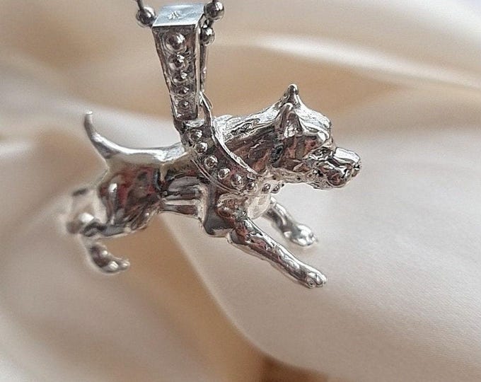 Handmade Sterling Silver American Pit Bull Pendant: Dog Lover Gift