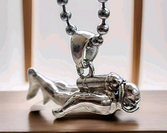 Handcrafted Sterling Silver Scuba Diver Pendant anatomically accurate