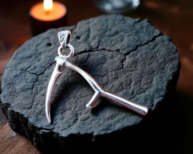 Sterling Silver Grim Reaper Scythe Pendant: Gothic Handmade Jewelry