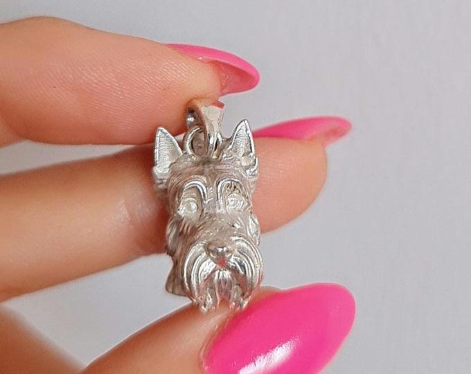 Handmade Sterling Silver Scottish Terrier Pendant: Sculpted Dog Jewelry