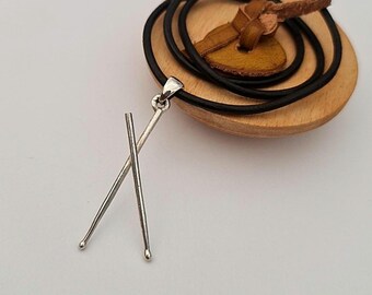 Handmade Sterling Silver Drumsticks Pendant: Rockstar Music Lover Gift