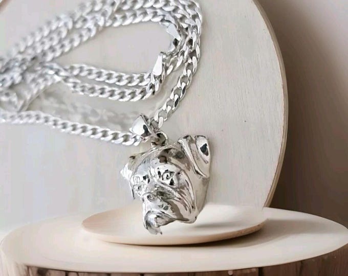 Handmade Sterling Silver Boxer Dog Pendant: Minimalist Pet Jewelry