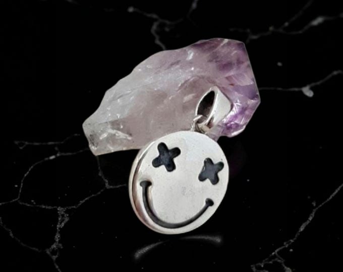 Handmade Sterling Silver Smiley Face Charm Pendant - Minimalist Jewelry