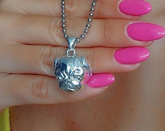 Pug Pendant: Handmade Sterling Silver