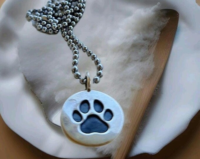 Handmade Sterling Silver Dog Paw Print Pendant - Minimalist Necklace