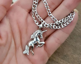 Handmade Sterling Silver Unicorn Necklace: Fantasy Mythology Charm