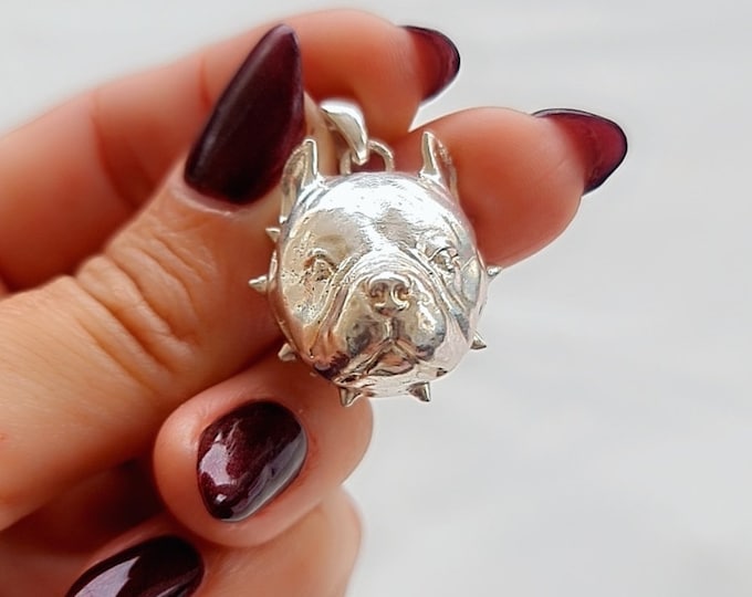Handmade Sterling Silver American Pit Bull Pendant: Bold Dog Lover Gift