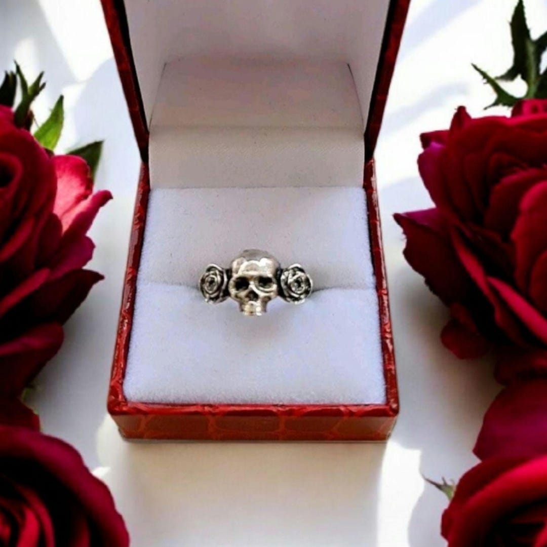 Skull And Roses Rings Skull and Roses Ring : Inspired by Memento Mori 925 Sterling Silver - Etsy
