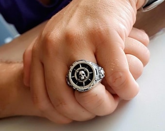 Nautical Pirate Ring - Discover Adventure ,Style with our Punk-Inspired  Signet Ring  925 Sterling silver