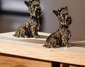 Solid Brass Yorkshire Terrier Figurine | Yorkie Dog Ornament