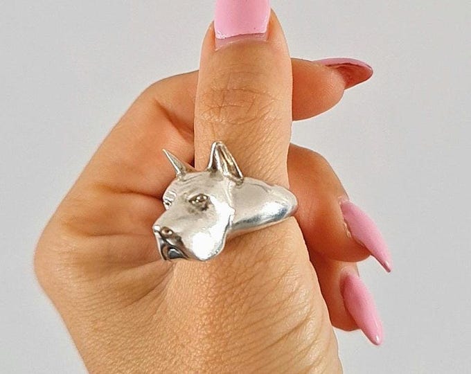Handmade Great Dane Statement Ring - Intricate Breed Representation - Solid 925 Silver Construction - Perfect for Dog Enthusiasts