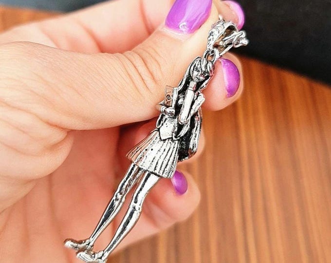Oversized  school girl Necklace ,Cosplay anime girl ,Cartoon style,  statement 8 cm 5 in