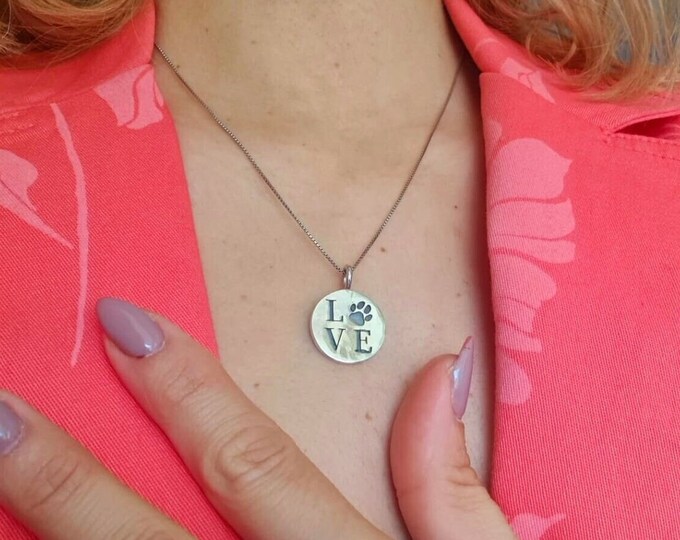 Handmade Silver Paw Print Pendant: Minimalist Pet Lover Necklace