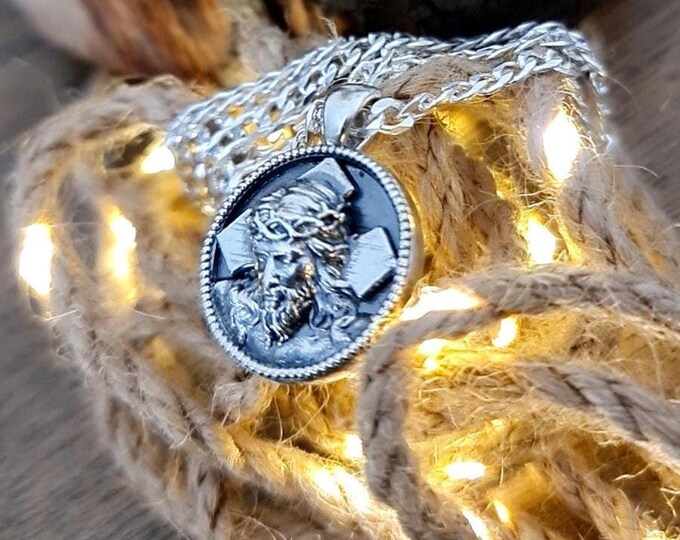 Handmade Sterling Silver Jesus Pendant Necklace: Religious Faith Jewelry