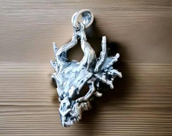 Dragon Skull Pendant : 925 Sterling Silver - Gothic Fantasy Jewelry