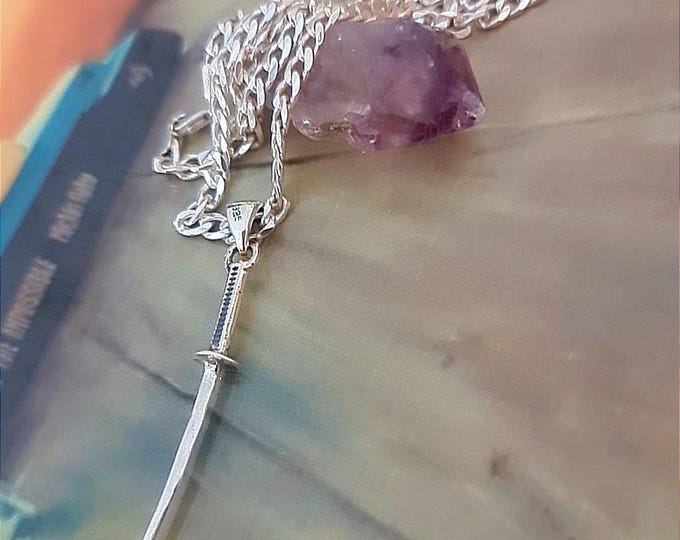 Handmade Sterling Silver Katana Pendant: Japanese Samurai Sword Necklace