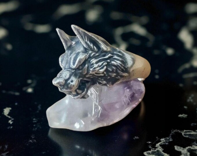 Handmade Sterling Silver Wolf Ring - Gothic Biker Jewelry
