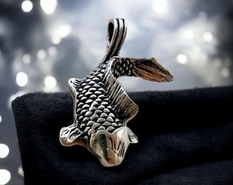 Handmade Sterling Silver Koi Fish Pendant: Lucky Japanese Necklace