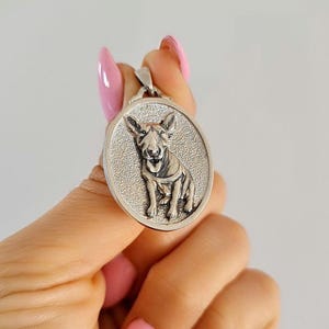 Handmade Personalized  Silver Dog Pendant – Custom Pet Portrait Necklace – Artisan charm for Dog Lovers - Made from your dog&#39;s photo solid