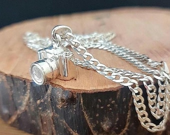 SLR Camera Necklace Handmade -Unisex Statement Piece for photography lovers- Sterling Silver