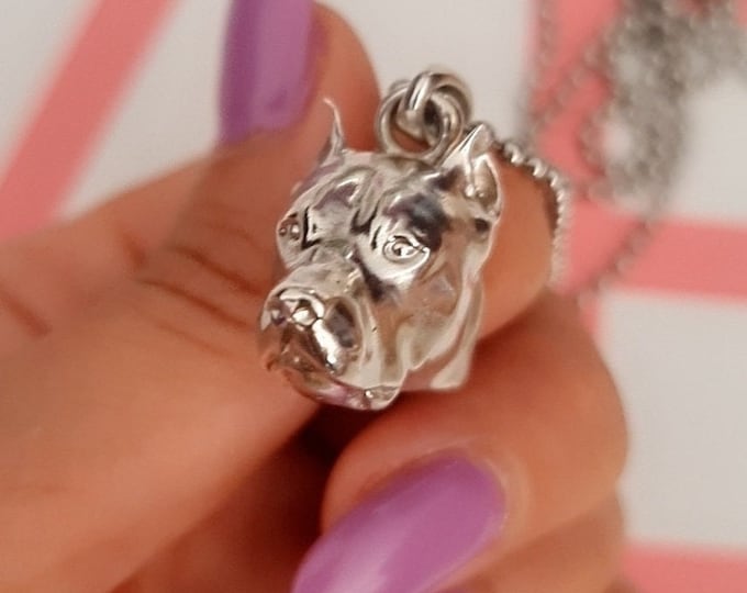 Handmade Sterling Silver Pitbull Pendant: Bold Dog Lover Gift