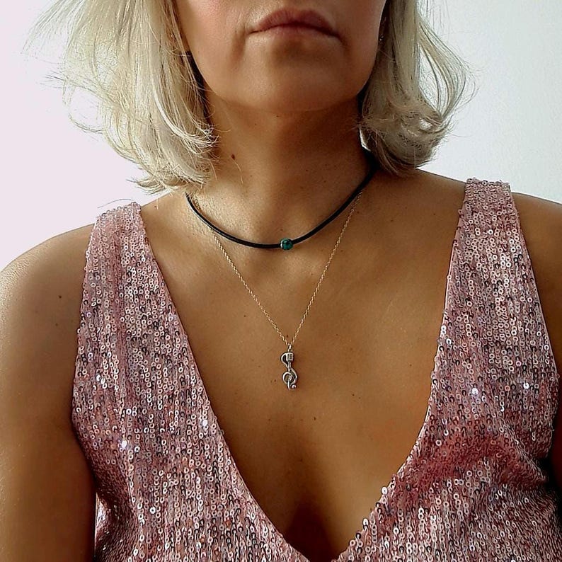 Delicate Music Note with a Microphone Necklace -925 Sterling Silver - 45 CM Chain image 8