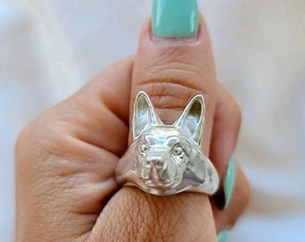 Handmade Sterling Silver German Shepherd Ring: Animal Jewelry immaculate details