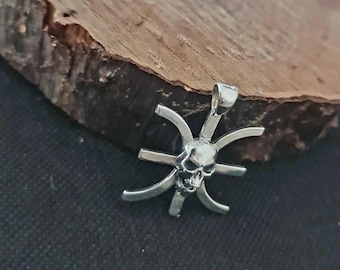 Handmade Sterling Silver Skull Pendant: Greek Epsilon Symbol