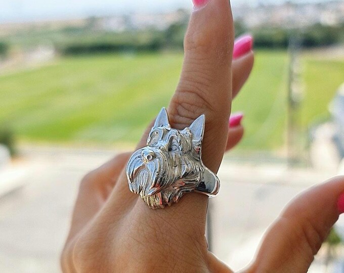 Handmade Scottish Terrier Ring: 925 Sterling Silver Scottie Dog Jewelry