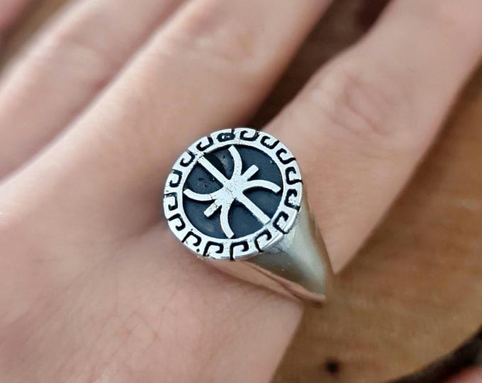 Delfic Epsilon Ring-925 Sterling Silver-Powerful Greek Symbol of Wisdom and Inspiration -