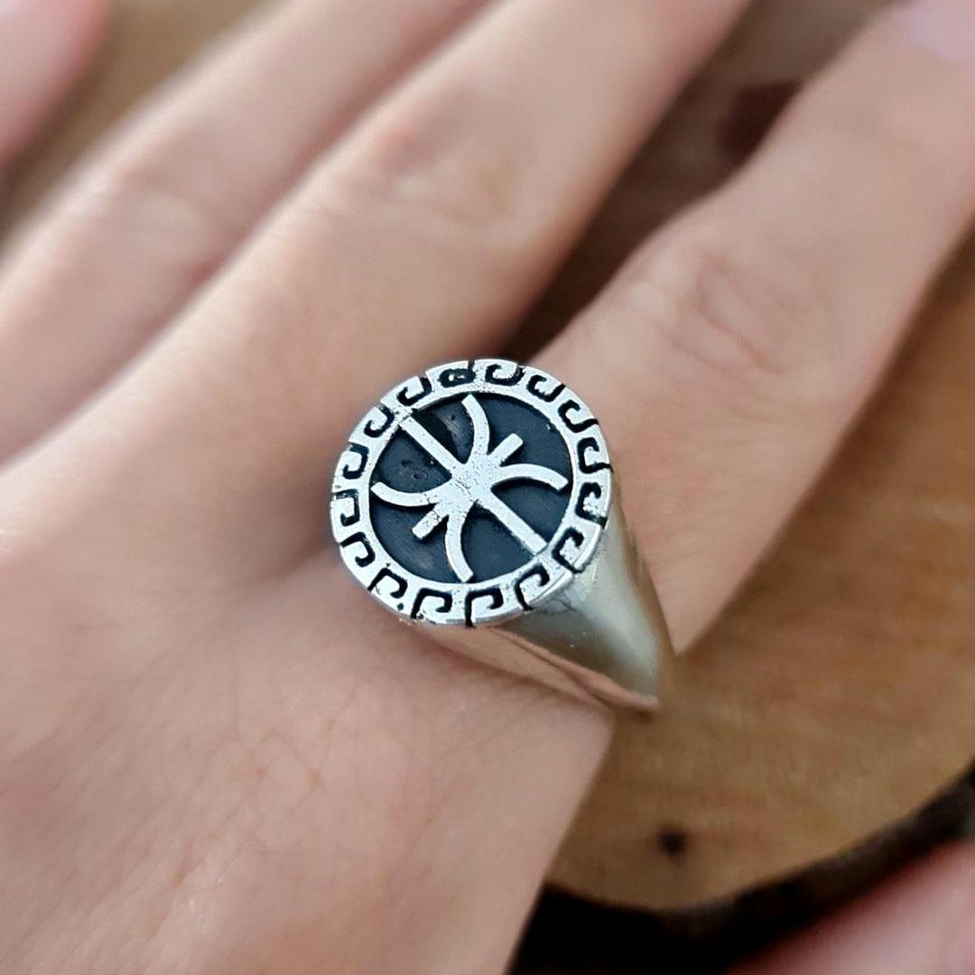 Delfic Epsilon Ring-925 Sterling Silver-Powerful Greek Symbol of Wisdom and Inspiration - Worthy of Gods -