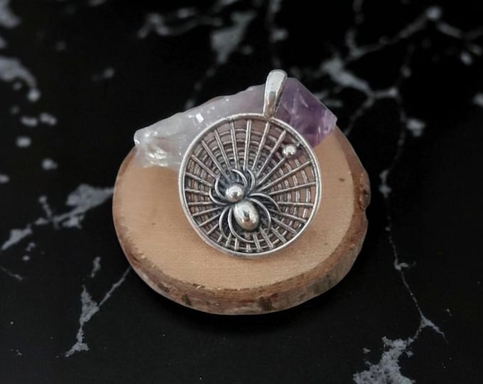 Handmade Sterling Silver Spider Web Pendant: Insect Jewelry