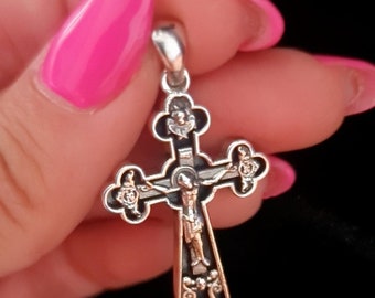 Rozenkransketting van sterling zilver, christelijk kruishanger, katholieke gebedsketting, religieuze sieraden, kruisketting