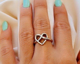 Handmade Sterling Silver Heart Knot Ring: Minimalist Love Jewelry