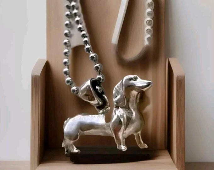 Handmade Silver Dachshund Pendant: Minimalist Dog Necklace