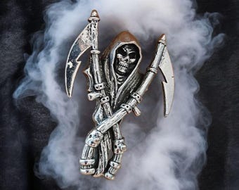 Grim Reaper Scythe skull necklace - 60 cm chain