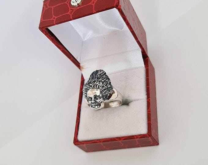 Handcrafted Gothic Frankenstein's Bride Sterling Silver Ring - Horror Enthusiast Gift