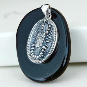 La Santa Muerte Pendant Sterling Silver | Mexican Folk Saint Necklace | Protection Amulet Jewelry | Day of the Dead Gift for Him/Her solid