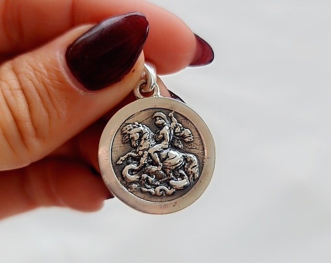 Glorious Saint George Jewelry Piece- Exquisite Design- Sterling Silver Pendant -Handmade